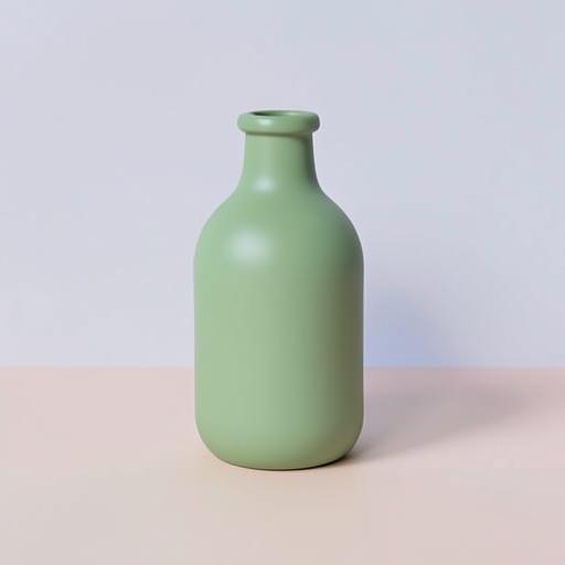 A sage green clay bottle shape with soft shadow